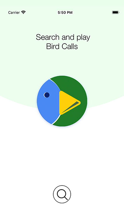 Home screen: search and play bird calls